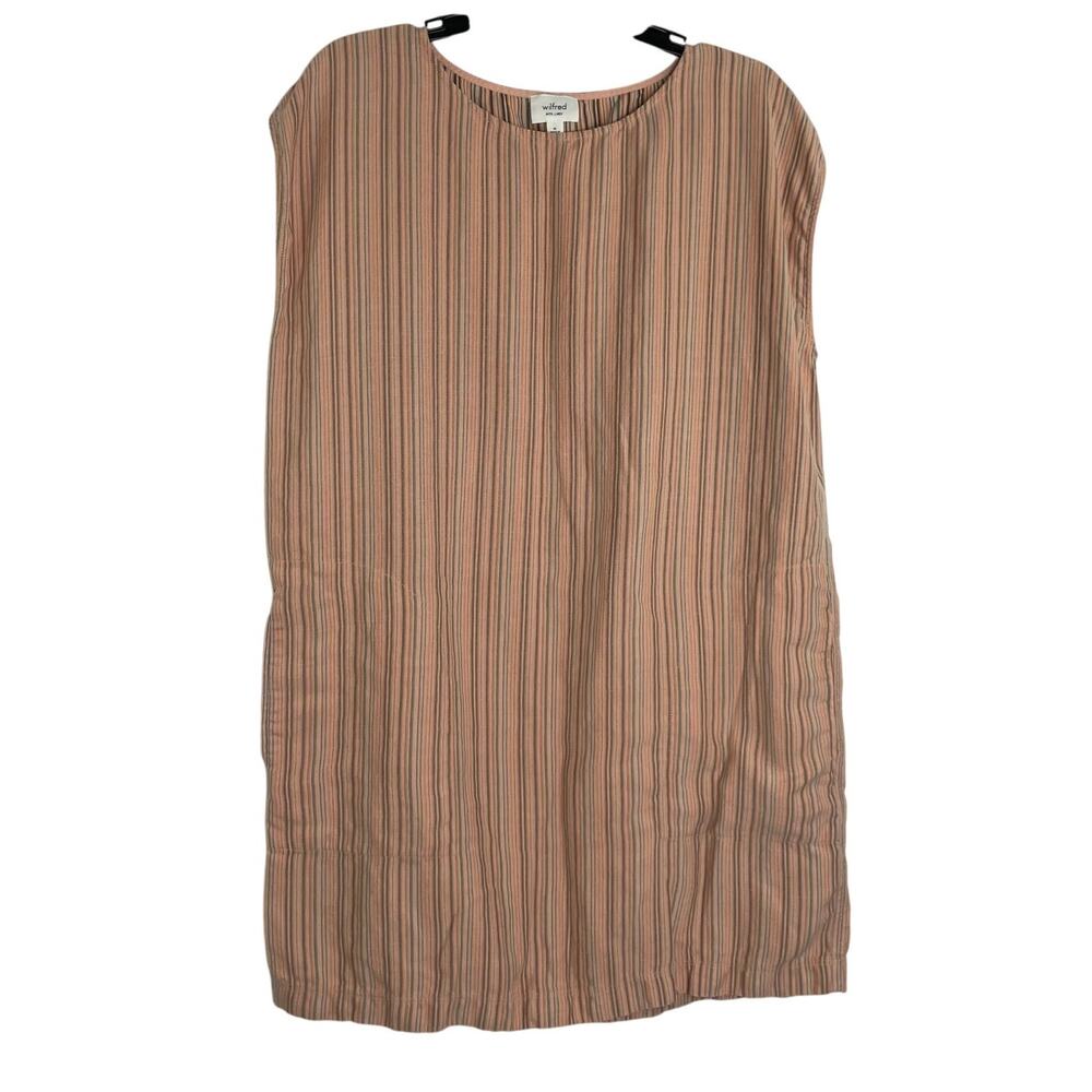 Aritzia Wilfred with Linen Striped Sleeveless Boxy Short Dress Women's Medium